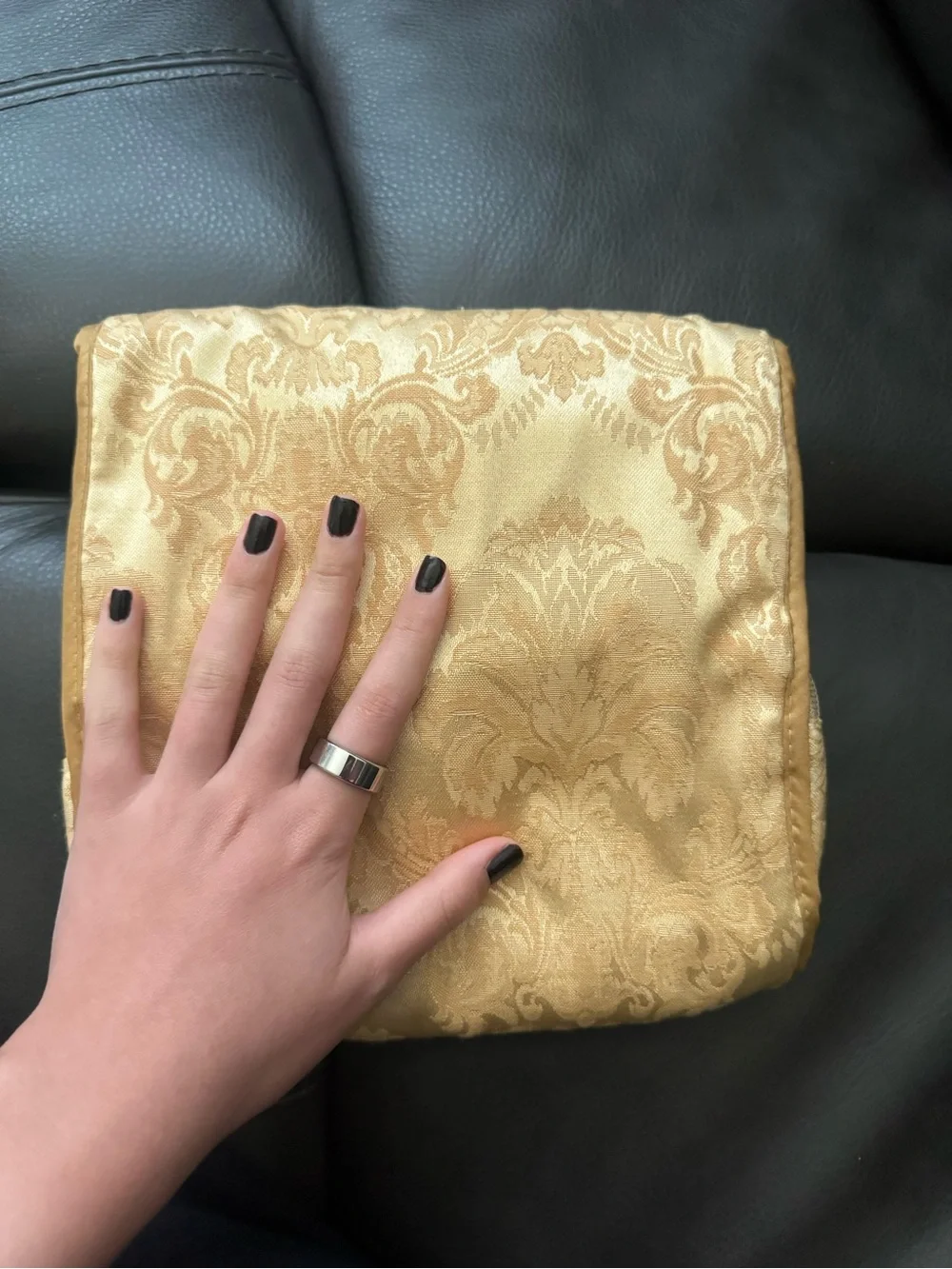 Sequin Accent Women's Clutch — Black with Gold Interior